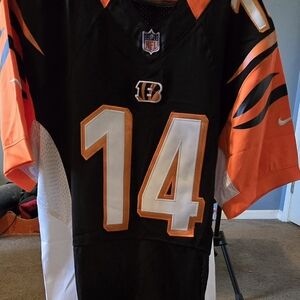 NFL Black Mesh Jersey with Logo Patch On Field Jersey Signed Andy Dalton